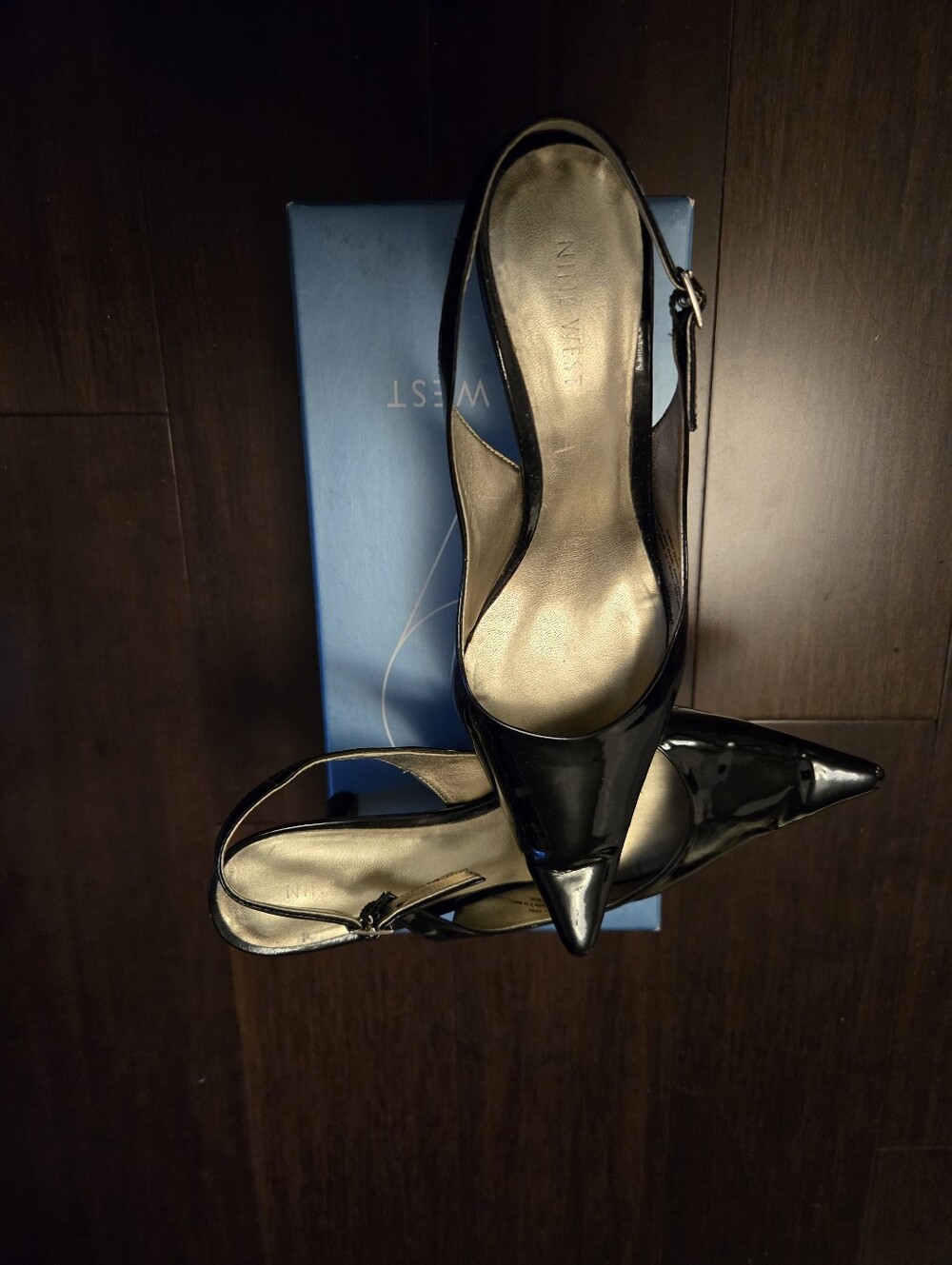 Nine West Black Patent Slingback Pumps